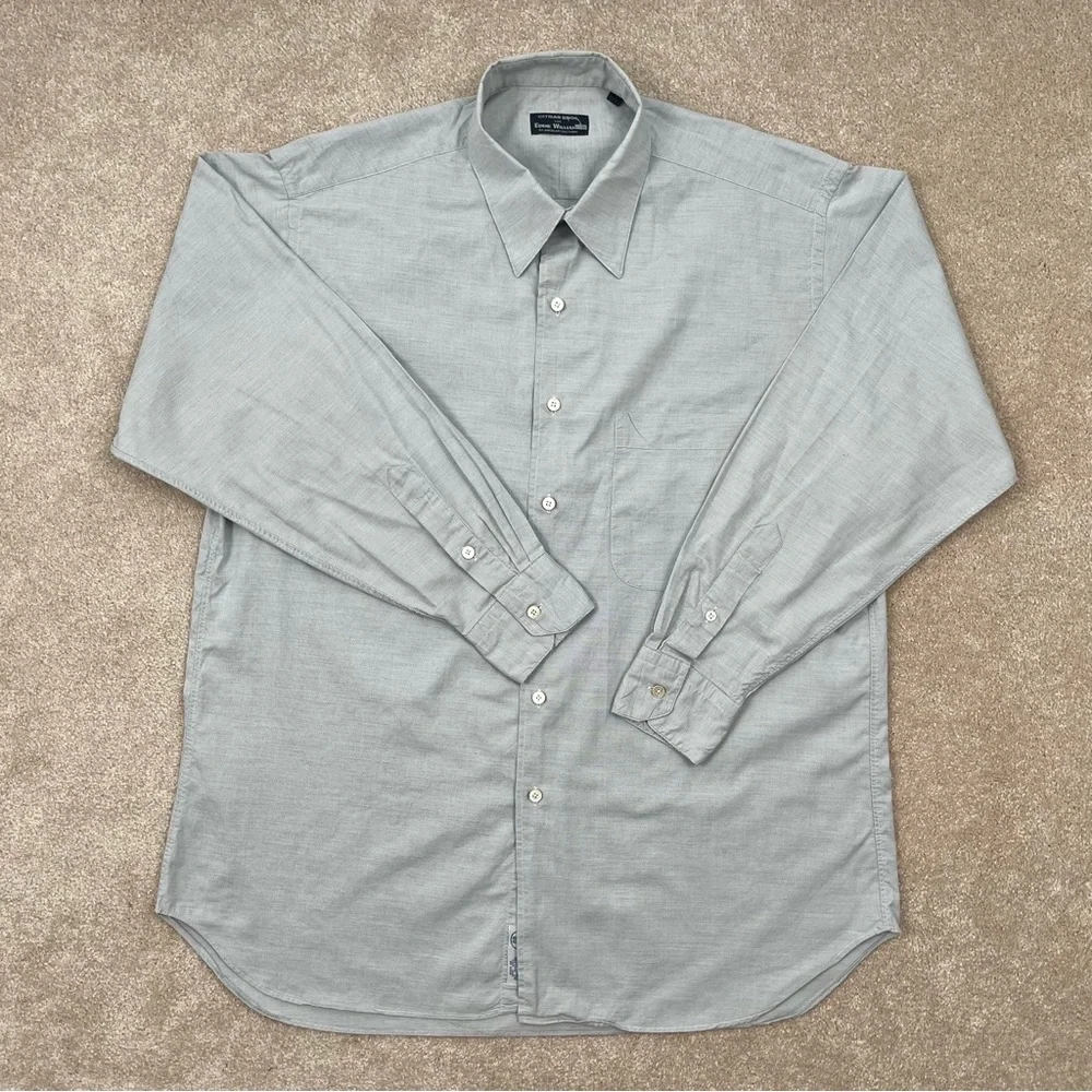 Gitman Bros Shirt Adult 16.5 Gray Button Up Cotton Long Sleeve Dress Shirt Men